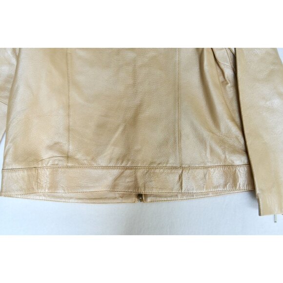Dialogue Champagne Leather Metallic Women's Jacket Medium - Picture 10 of 12